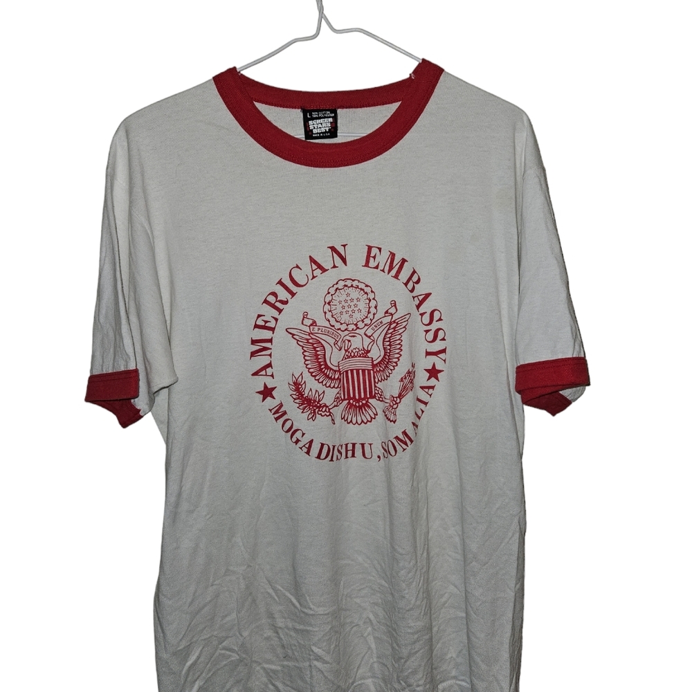 Vintage 90s Rare American Embassy Somalia shirt Screen Stars Single Stitch Large